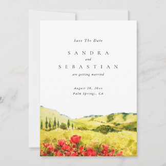 Convite Watercolor Poppy Spring Weding A data