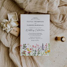 Watercolor Pressed Wildflower Invitation