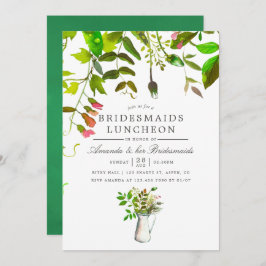 Convite Watercolor Primavera Foliage Bridesmaids Luncheids