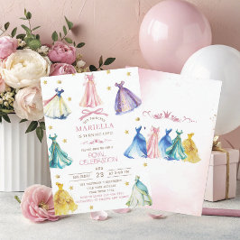Convite Watercolor Princess  Dress Birthday is turning fiv