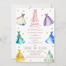 Convite Watercolor Princess  Dress Birthday is turning sev