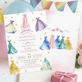 Convite Watercolor Princess  Dress Birthday is turning thr