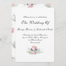 Convite Watercolor Protea Wedding