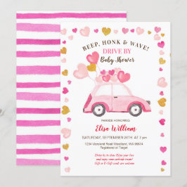 Convite Watercolor Pumpkin Blue Truck Drive By Chá de fral