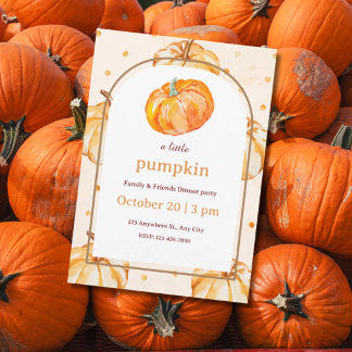 Convite Watercolor Pumpkin Dinner Party