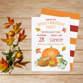 Convite Watercolor Pumpkin Latte e Futebol Party