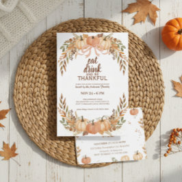 Convite Watercolor Pumpkin Thanksgiving Invitation