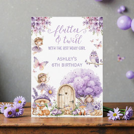 Convite Watercolor Purple Fairy Birthday  Invitation