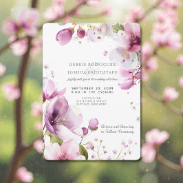 Convite Watercolor Purple Floral Wedding Invitation 