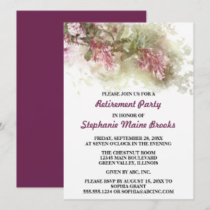 Convite Watercolor Purple Jasmine Retirement Party