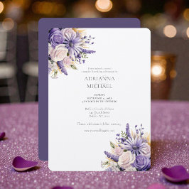 Convite Watercolor Purple Lavender Wedding Invitation