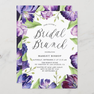 Convite Watercolor Purple Tulips Floral Bridal Brunch