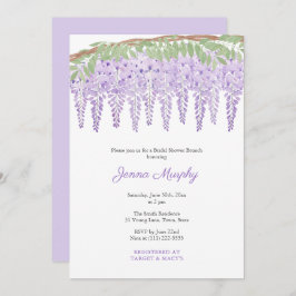 Convite Watercolor Purple Wisteria Chá de panela Party