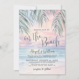 Convite Watercolor QR Code On The Beach Wedding