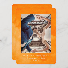 Convite Watercolor Quetzal Russet Orange Christmas Card