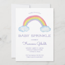 Convite Watercolor Rainbow e Raindrops Baby Sprinkle