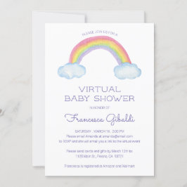 Convite Watercolor Rainbow Online Virtual Chá de fraldas