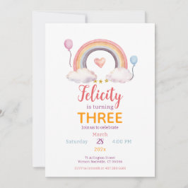 Convite Watercolor Rainbow Party
