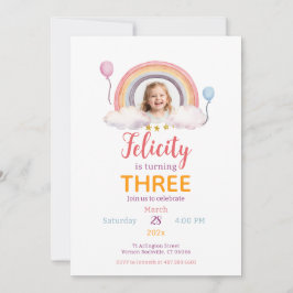 Convite Watercolor Rainbow Party Photo