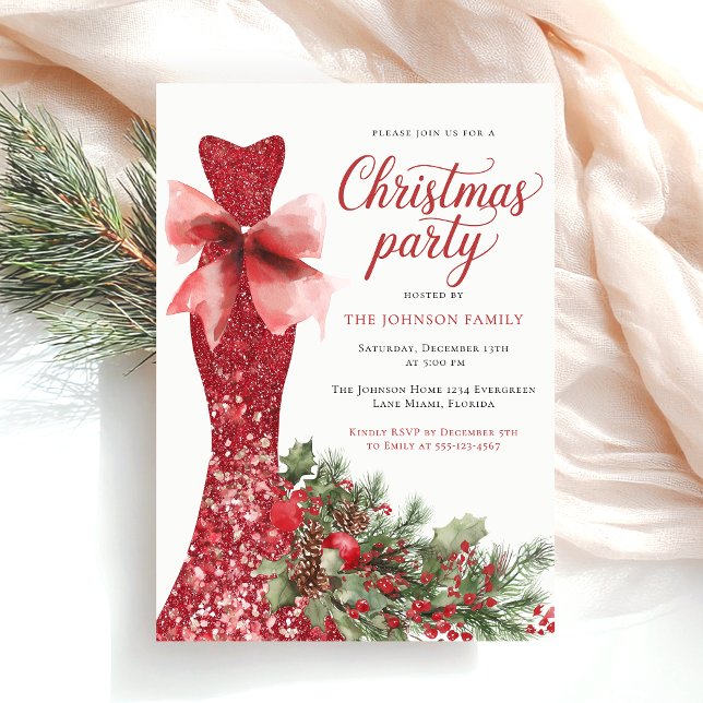 Convite Watercolor Red Christmas Party (Criador carregado)