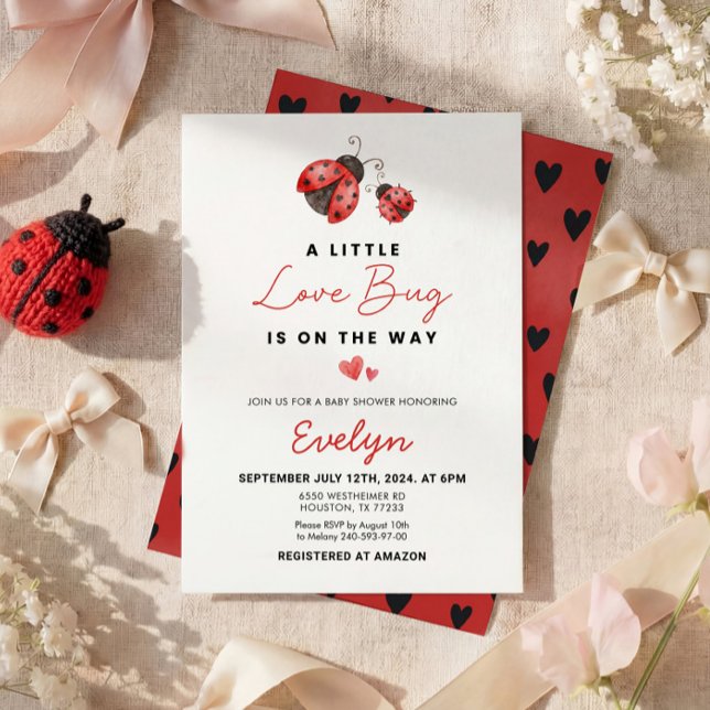 Convite Watercolor Red Ladybug Baby Shower (Criador carregado)