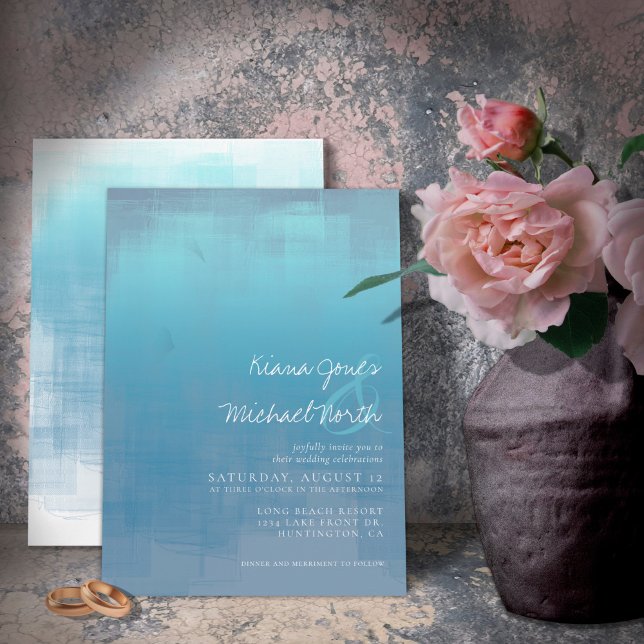 Convite Watercolor Refletions Wedding Dusty Blue ID774 (Criador carregado)