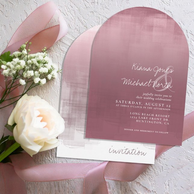 Convite Watercolor Refletions Wedding Mauve Arch ID774 (Criador carregado)