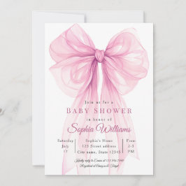 Convite Watercolor Ribbon Girl Baby Shower Invite