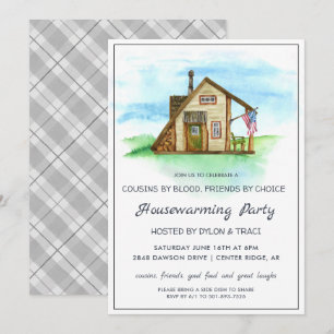 Convite Watercolor Rustic Farmhouse Housearming Party
