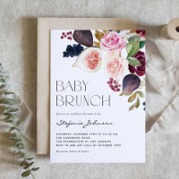 Watercolor Rustic Fig e Berry Floral Baby Brunch