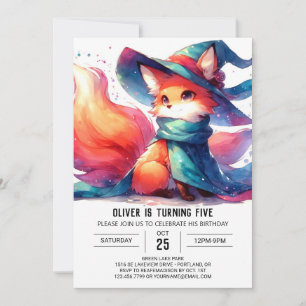 Convite Watercolor Rusx Fox Birthday