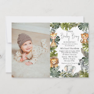 Convite Watercolor Safari Wild One primeiro aniversario Bo