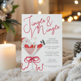 Convite Watercolor Santa Christmas Cocktail Party