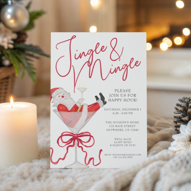 Convite Watercolor Santa Christmas Cocktail Party (Criador carregado)