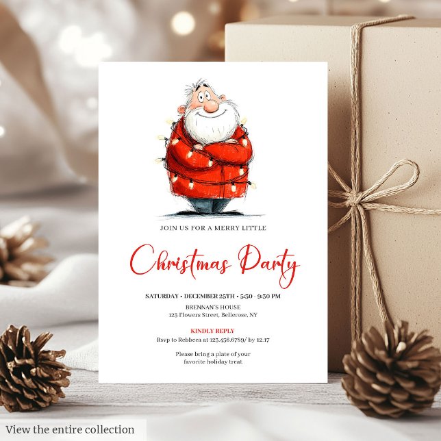 Convite Watercolor Santa Funny Editable Christmas Party  (Watercolor Santa Funny Editable Christmas Party Invite

)