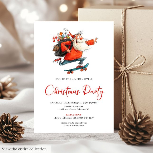 Convite Watercolor Santa Funny Holiday Party Invitation (Watercolor Santa Funny Holiday Party Invitation)