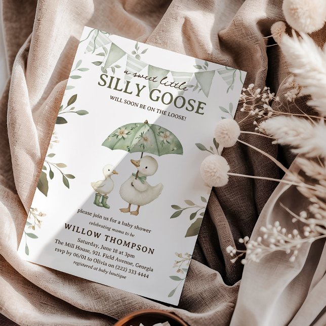 Convite Watercolor Silly Goose Baby Shower (Criador carregado)