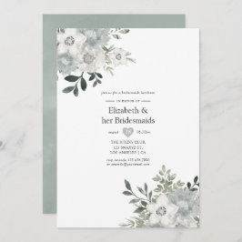 Convite Watercolor Silver Sage Bridesmaids Luncheids