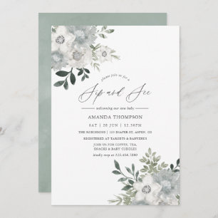 Convite Watercolor Silver Sage Floral Sip e Consulte