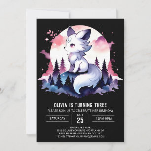 Convite Watercolor Simple Wolf Birthday