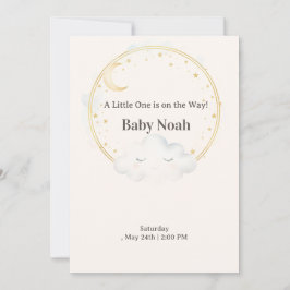 Convite Watercolor Sleeping Cloud Baby Shower Invitation M