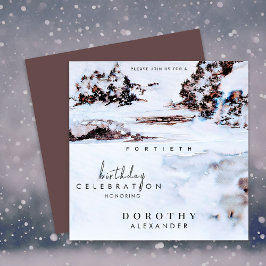 Convite Watercolor Snow Winter Mounts Elegant Birthday