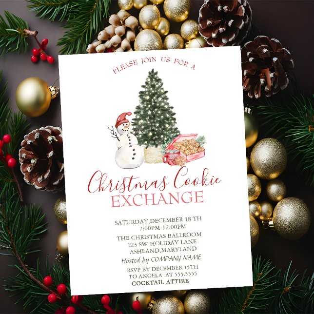 Convite Watercolor Snowman,Pine Tree,Cookies Natal (Criador carregado)