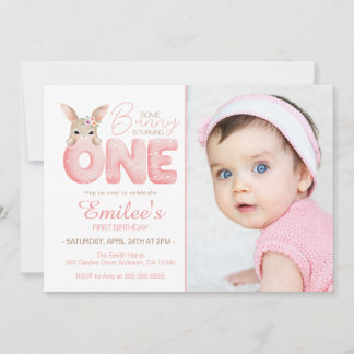 Convite Watercolor Some Bunny é UMA foto Aniversário
