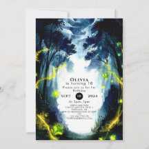 Watercolor Sparkle Woodland Birthday