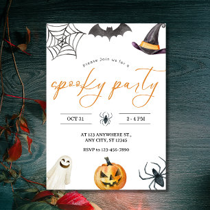 Convite Watercolor Spooky & Sweet Halloween Party