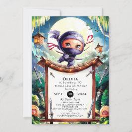 Convite Watercolor Spy Ninja Birthday