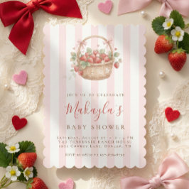 Convite Watercolor Strawberry Berry Sweet Girl Baby shower