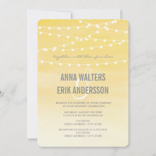 Convite Watercolor String Luzes Casamento