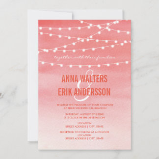 Convite Watercolor String Luzes Casamento
